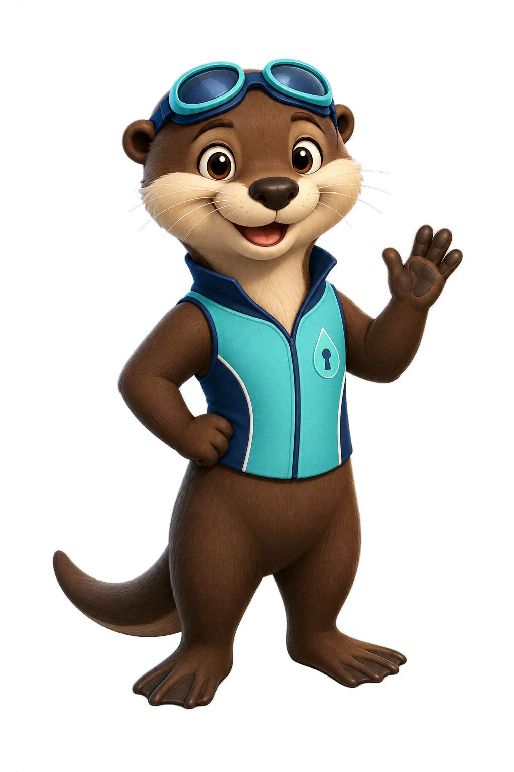 De otter met duikbril, mascotte van Unlock Swimming Lab
